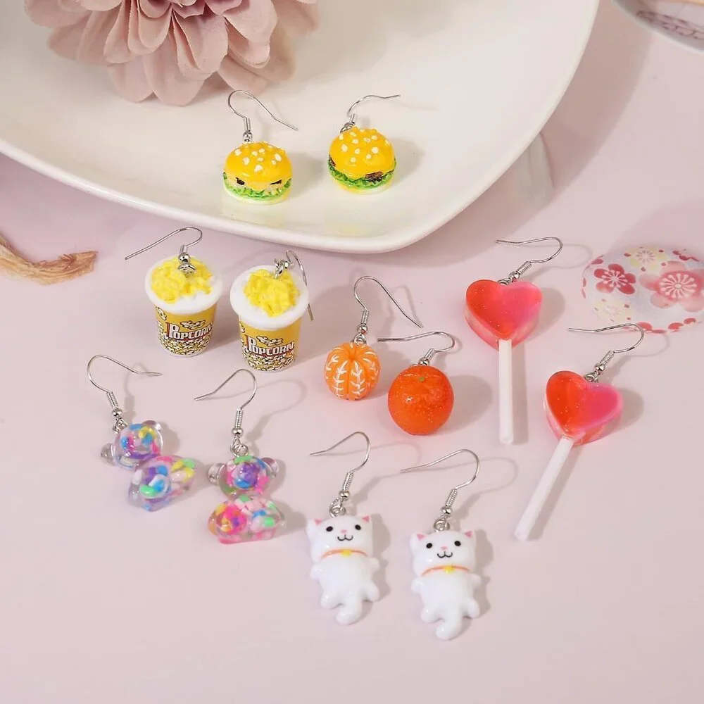 36 Pairs Resin Drop Dangle Earrings Set Fun Cute Fashion Teen Women Jewelry - Picture 5 of 8